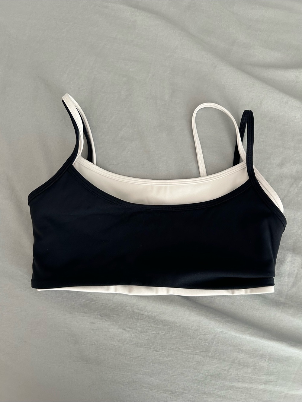 Leelo Active Navy and White Layered Sports Bra